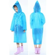 Shpwfbe Portable Reusable Rain Poncho, Blue, Size 6-12 Years